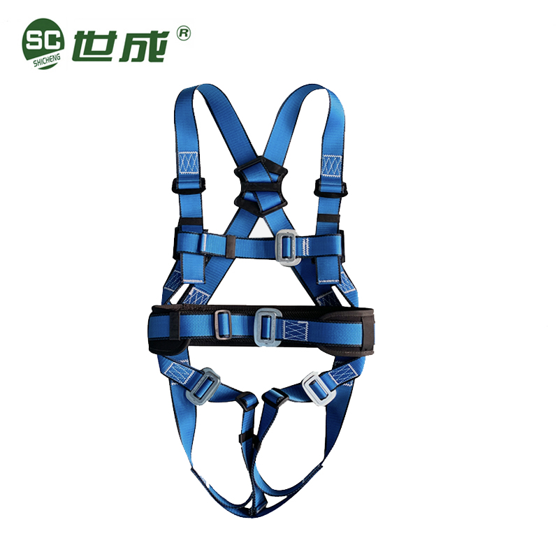 Shicheng five-point seat belt aerial work safety rope wear-resistant full body safety rope double hook anti-fall set