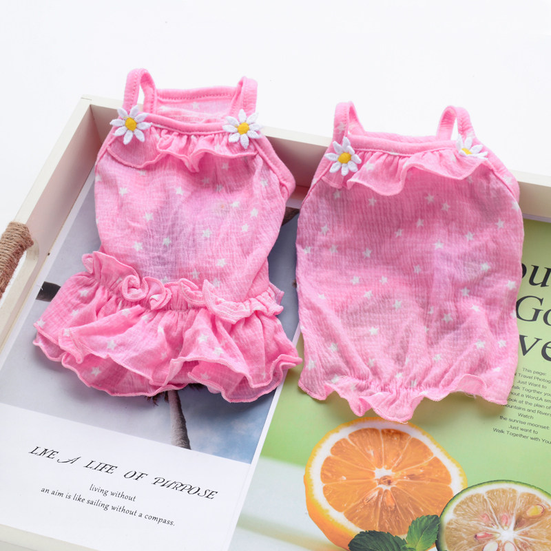 Pet Beaumetedi Puppy sunscreen clothing Summer light Breathable Mini Dog Vest Princess Pendant With Skirt