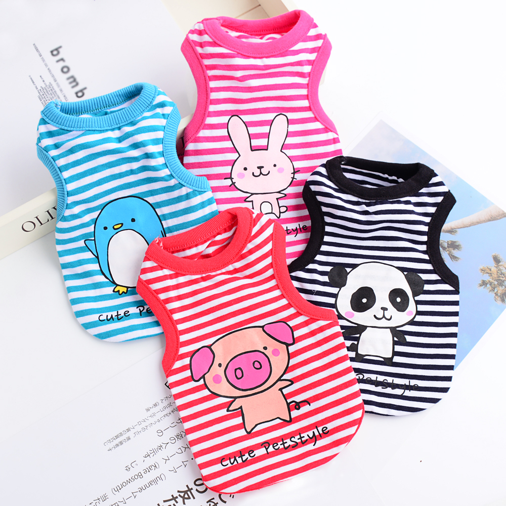 Cute Pet Vest Boometeddy Kitty Dogs Clothes Summer Thin small puppies Cartoon Striped Summer Dress