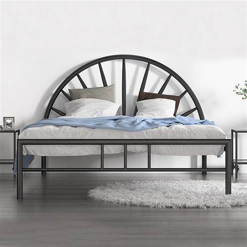 ຜະລິດຕະພັນໃໝ່ Dieyi Iron Bed Iron Frame Bed Iron Bed Round Headboard Princess Style Bed + 10CM Thick (Brown + Latex) Mat