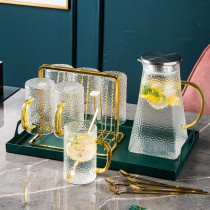 Summer cold water glass bottle high temperature cold water kettle household cold water bottle Cup Cup set with tray