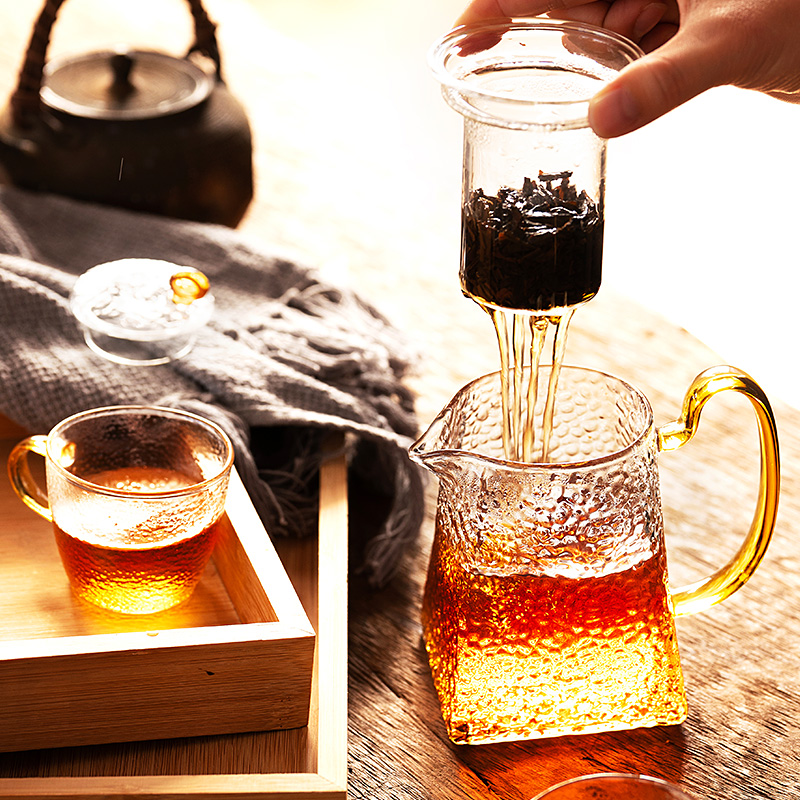 Thickened Glass Teapot Single Pot Household High Temperature Resistant Filter Flower Teapot Bubble Teapot Black Tea Kung Fu Tea Set Group