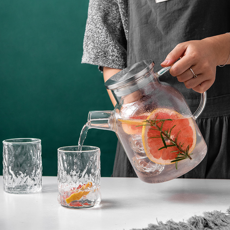 Nordic style cold water kettle Glass kettle Household high temperature boiling water cup Heat-resistant explosion-proof cold water kettle set Cold water kettle