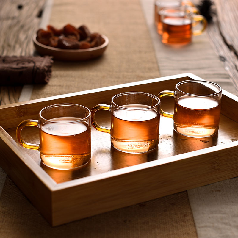 Mini small tea cup thickened high temperature resistant transparent glass Tea drinking cup with cup Gongfu tea with master's cup home