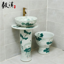 European toilet household ceramic column wash basin simple large round face Basin balcony sink