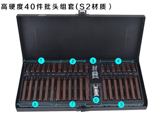 ແທ້ຈິງ 40 ຊິ້ນ s2 star batch set crv ສີຕົ້ນສະບັບ batch head socket wrench gas repair tool ພິເສດພາຍໃນຫົກດອກ batch