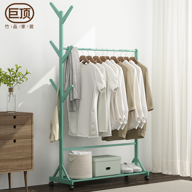 Floor hanger coat rack solid wood bedroom rack household multifunctional simple mobile rack clothes rack
