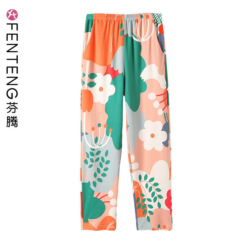 Fenteng pajama pants women's trousers cotton casual home single pants can be worn in spring and autumn cotton loose plus size home pants