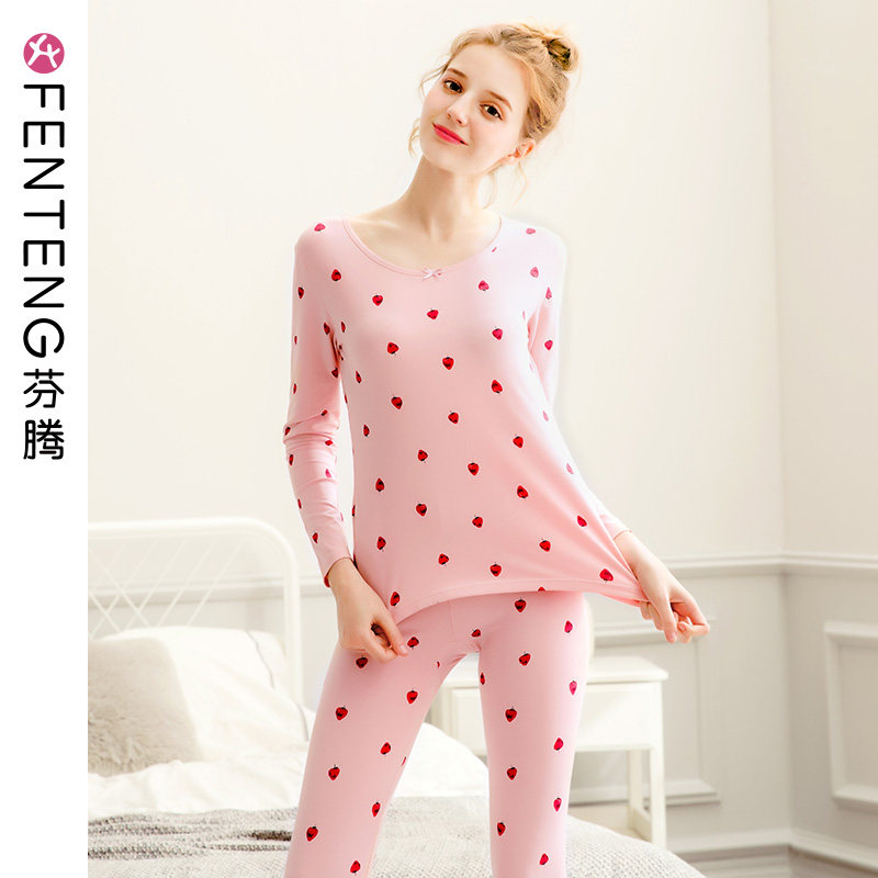 Finten Winter Fever Coat Women Cotton body Beauty body Cute Round Collar Bottom Autumn Clothes Sanitary Pants Cotton Sweatshirt Suit