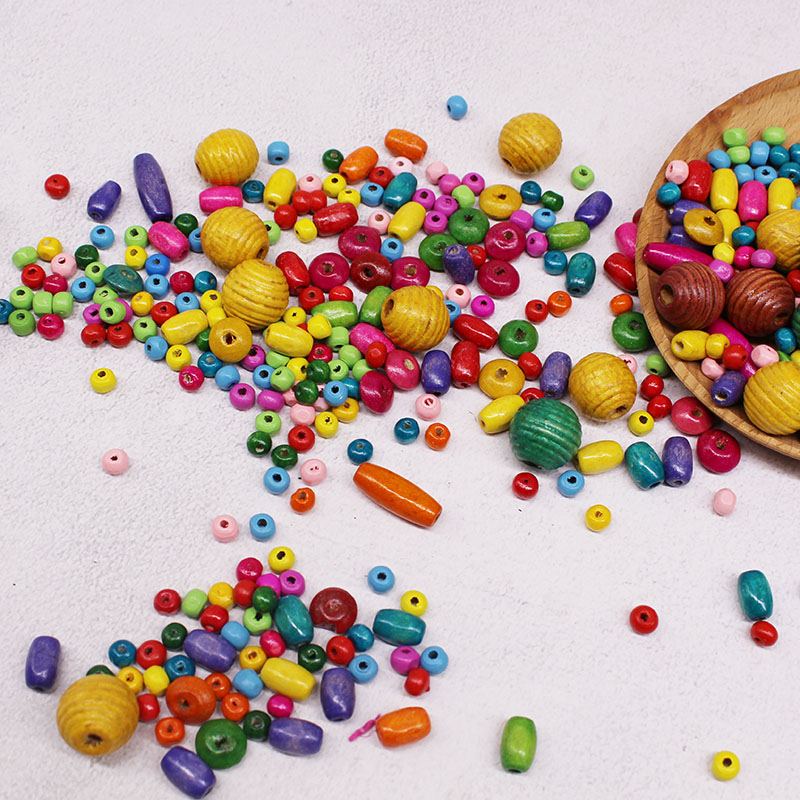Color small wood beads ball mixed color decoration bracelet DIY material bracelet weaving environment kindergarten hand
