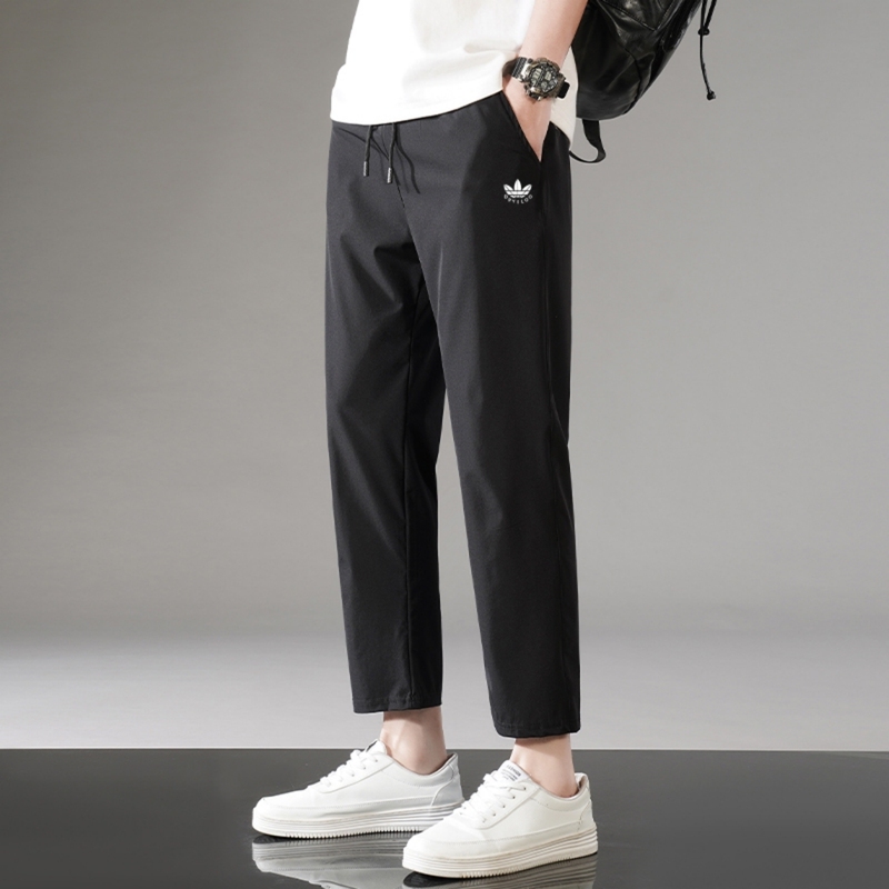 Clover Nine-Point Pants for Men, Summer Thin Style, Youth Ice Silk Casual Loose Breathable Quick-Dry Straight-Leg Sports Pants