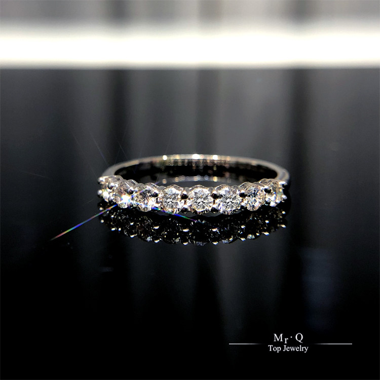 18K Gold K White 60 Points South African Real Diamond Row Ring Row Set Ring 1 Carat Laminated Belt Gift Proposal Ring Send Certificate