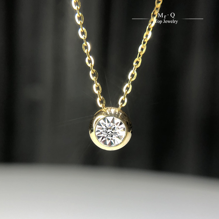Japanese Style Bubble Pendant Real Diamond Lock Bone Necklace 18K Gold Yellow Rose Gold K White Optional Send Girlfriend Creative Gift 