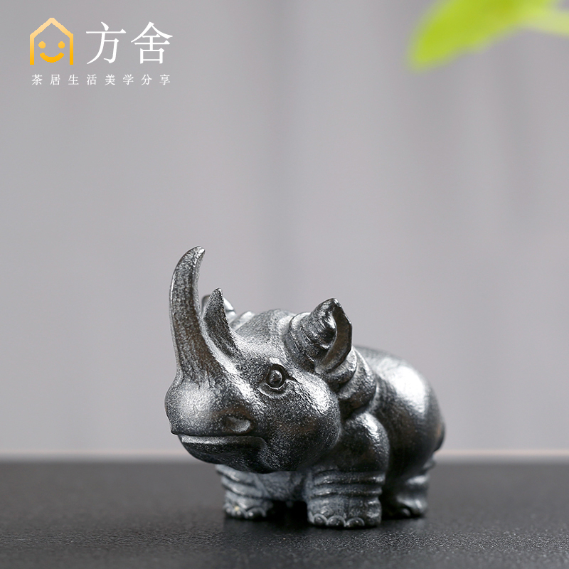 Square house rhinoceros stone tea pet can raise color-changing boutique tea tray ornaments tea table fortune tea ceremony Zen tea ornaments