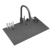 Thought washing cup Sink Black Diamond with cup washing machine stepped sink Sink Wash basin High and low sink Black Nano