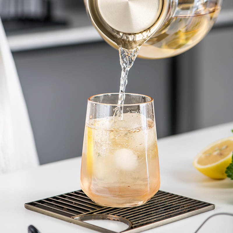 Glass Diamond Colored Mug Suit Transparent Minima Nordic Home Water Juice Cup Geometric Bar Anise Water Cup