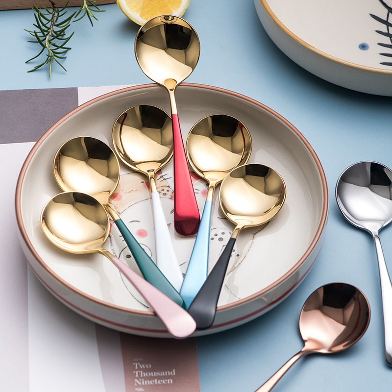 304 stainless steel spoon net red spoon household delicate children's meal spoon dessert spoon spoon spoon watermelon spoon
