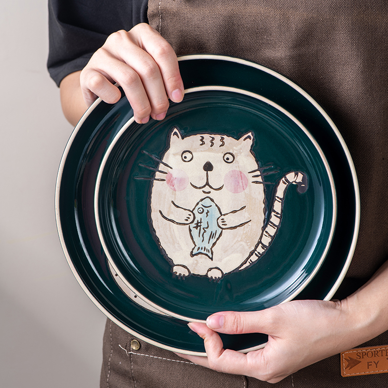Hand painted dishes cute Teenage Hearts Ceramics Nice HOME PLATE DAY STYLE CUTLERY COMBINED WATER DUMPLINGS PLATE WITH VINEGAR BOWL