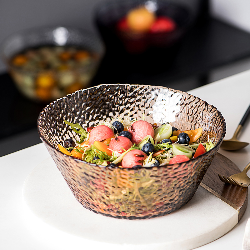 Transparent Salad Bowl Irregular Pitched Glass Japan Style Home Single Net Red High Face Value Cutlery Sweet Fruit Bowl