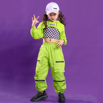 Girls hip-hop suit Childrens trend umbilical hip-hop fashion Childrens jazz dance costume performance costume Girl cool