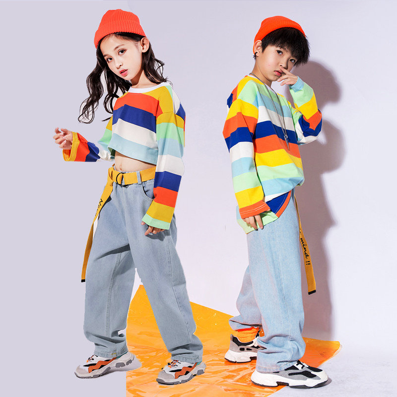Street Dance Suit Boy Hip Hop Wind Cowboy Child Loose Clothing Wave Clothing Student Games Class Costume Out of Women-Taobao