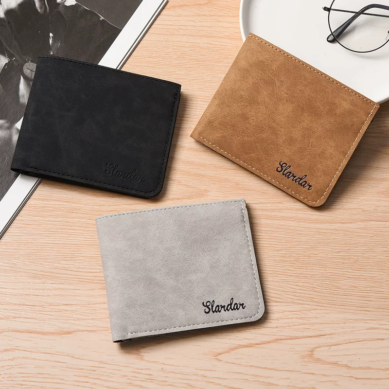 Card holder, men's ultra thin short light and thin wallet for students, simple and elegant design
