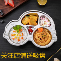 304 Stainless Steel Children Dinner Plate Cartoon Car Cutlery Toddler Anti-Fall Baby Eat deepen Lattice Pan Spoon
