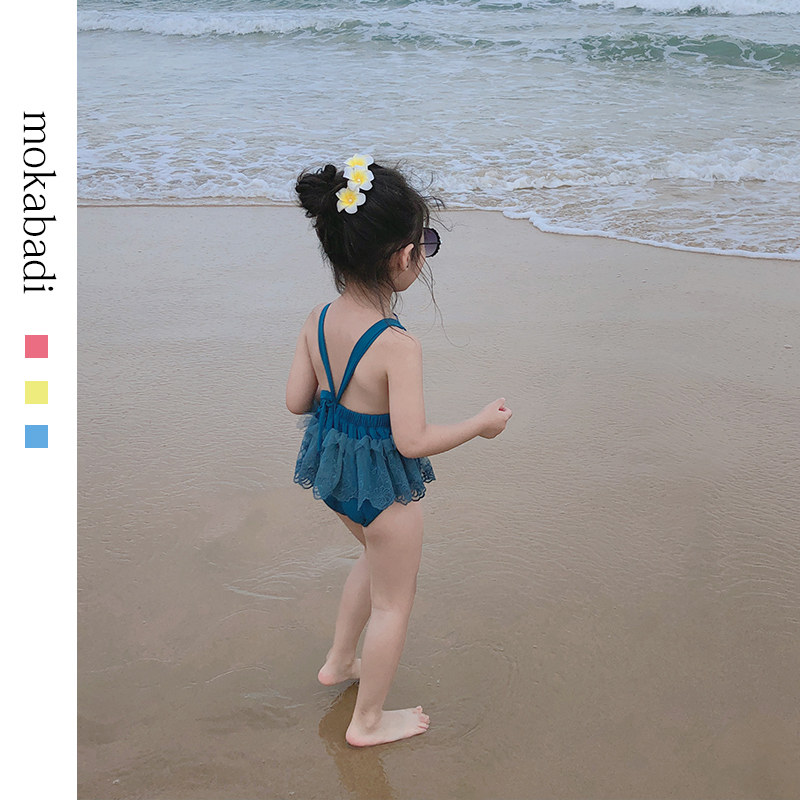 Children's swimsuit Girls female baby child Korean swimsuit Vacation quick-drying princess sundress one-piece swimsuit