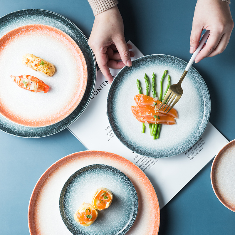 Shuanghong Japanese snowflake glazed disc ceramic steak plate Western food plate creative home plate dish dish flat plate tableware