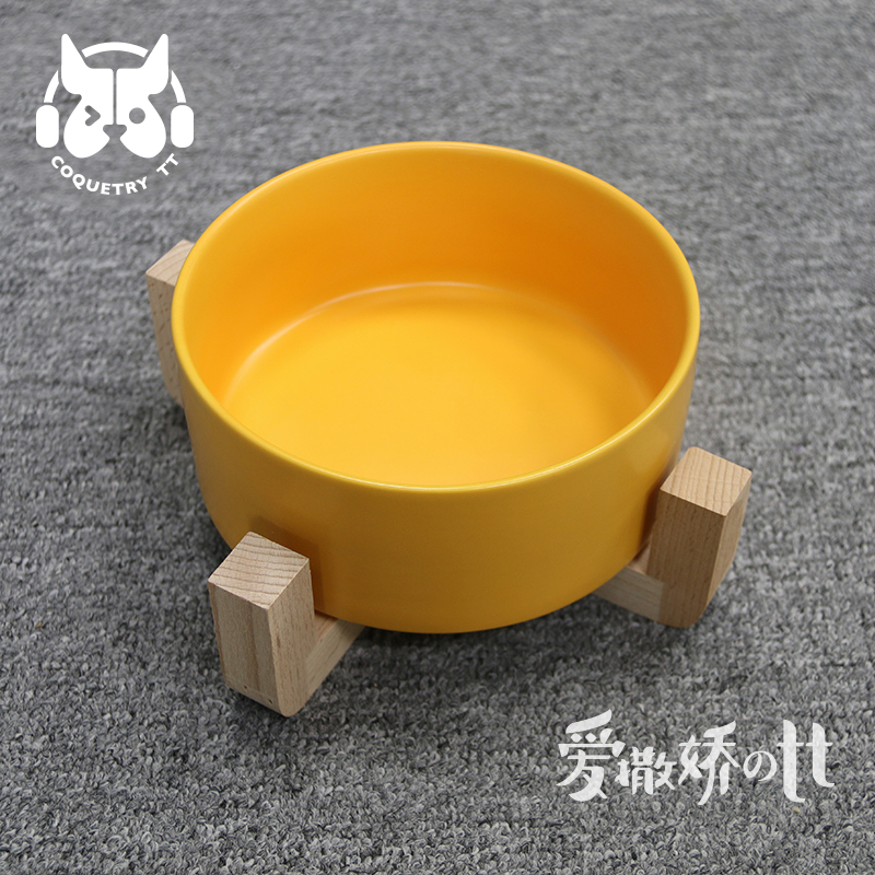 TT Pet Dog Bowls Water Bowls Farinfighting Bamboo Frame Ins Matt Color Glazed Ceramic Salad Bowl table Drink dog food Drink
