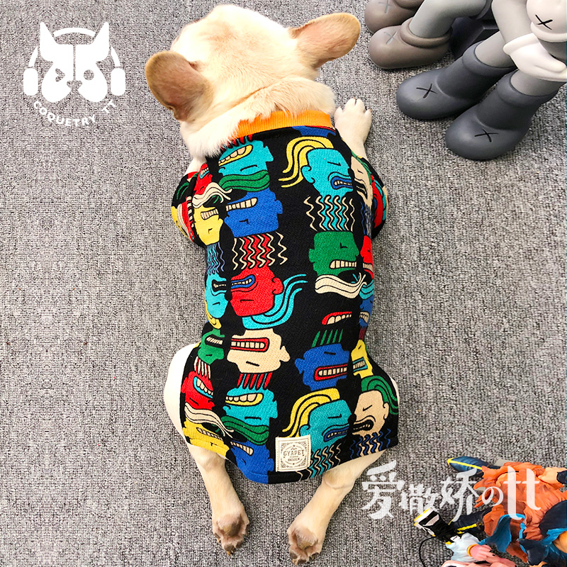 TT Autumn Clothing Art Graffiti T-Shirt Dog Cat Clothes Snownery Dogfight Small Midsize Dog Pet Clothing