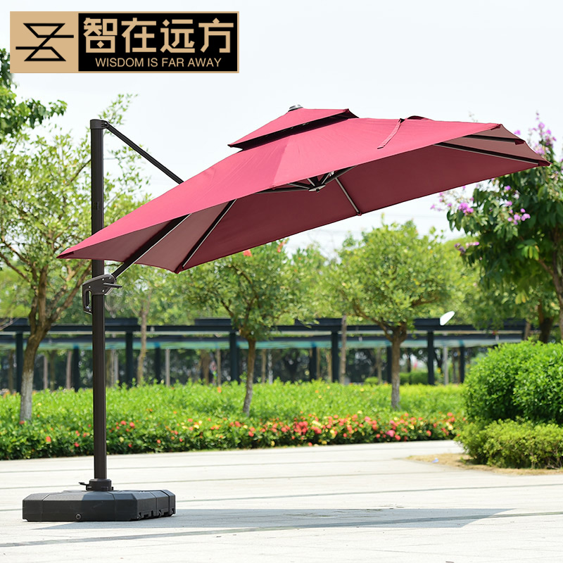 Outdoor sunshade courtyard umbrella outdoor large sunshade square Roman umbrella balcony open-air garden folding stall umbrella