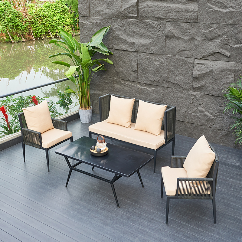 Outdoor indoor villa rattan chair rattan sofa leisure combination coffee table Nordic rattan art double chair rattan sofa chair