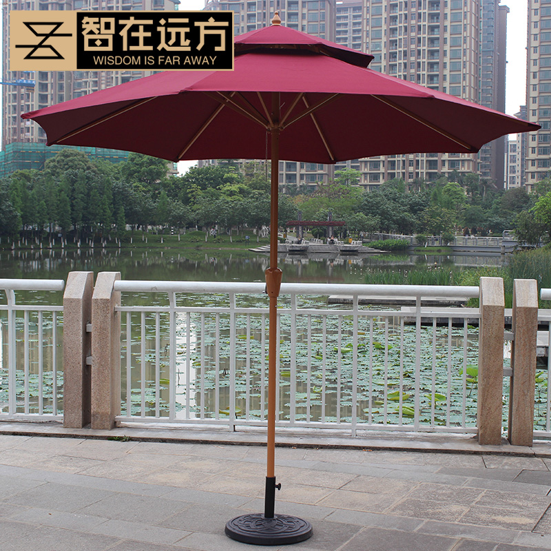 Cafe parasol 2 7m round hand-cranked central column umbrella stall advertising can print LOGO outdoor outdoor umbrella