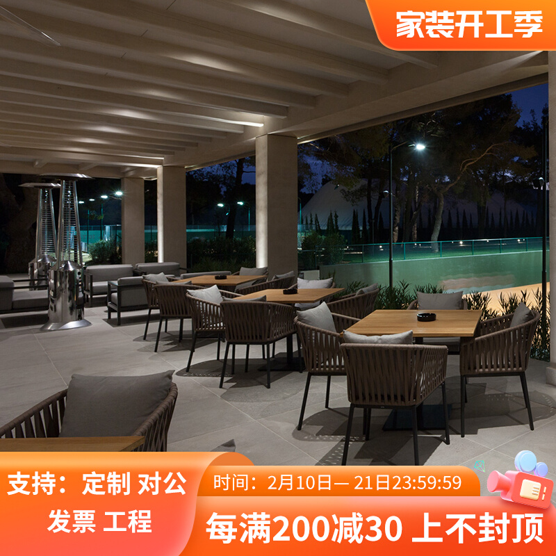 Nordic Outdoor Leisure Table And Chairs Combined Balcony Rattan Chairs Three Sets Long Table Outdoor Patio Terrace Terrace Garden 