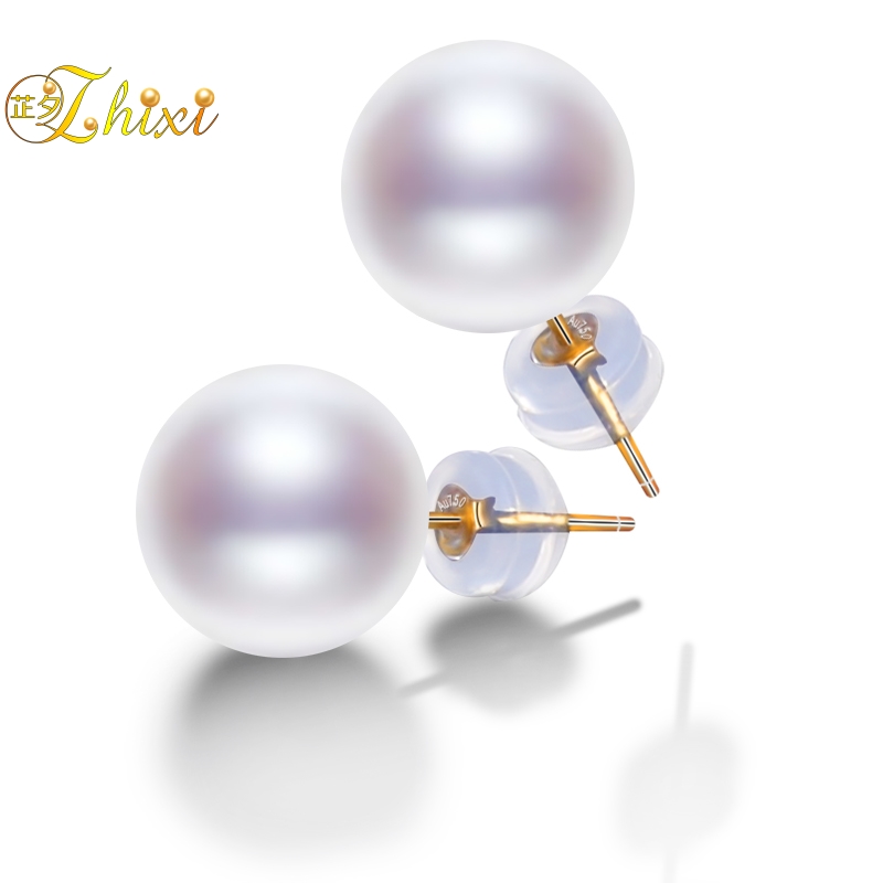 New Year's Eve Jewelry 18K Gold Positive Round Pearl Earrings Earrings Fresh Water Powdery Purple Official Female Gifts