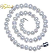 Zhixi Jewelry Pearl Necklace to Mother Near Round Freshwater White Strong Light Official Mother-in-Law Silver