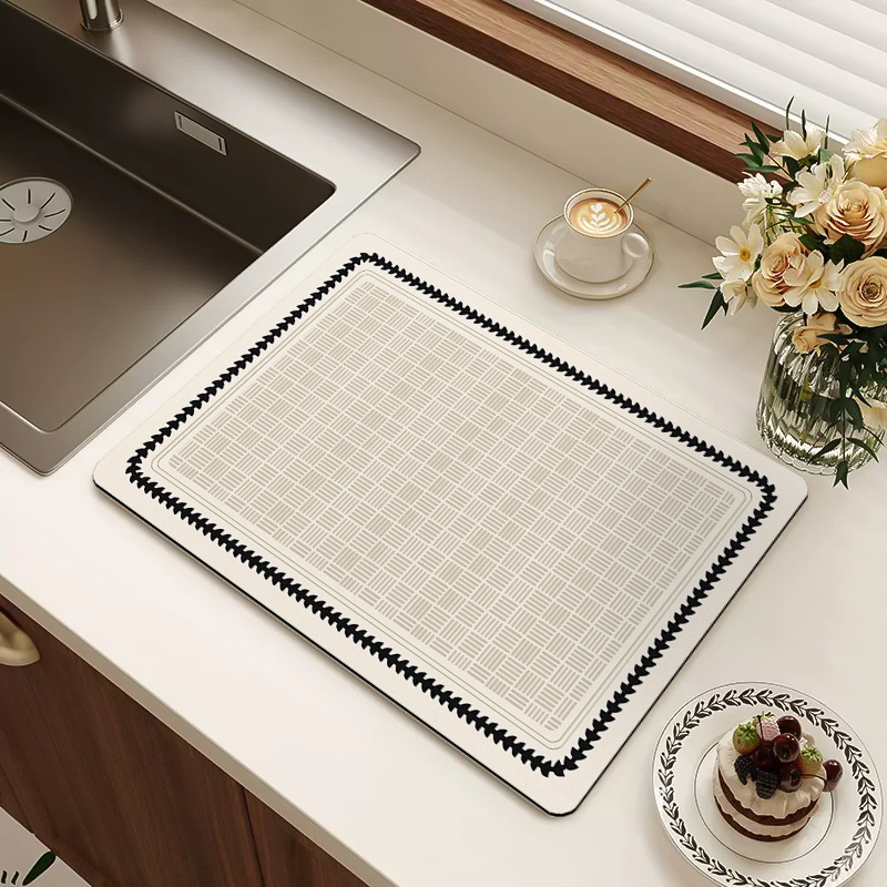 Kitchen Countertop Draining Mat Diatomaceous Earth Absorbent Mat Sink Faucet Non-Slip Oil-Absorbing No-Wash Special Mat
