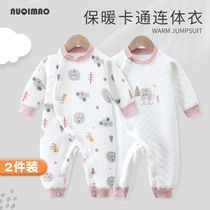  Newborn baby one-piece autumn and winter suit warm padded go out baby thin cotton thickened spring and autumn harem climbing suit