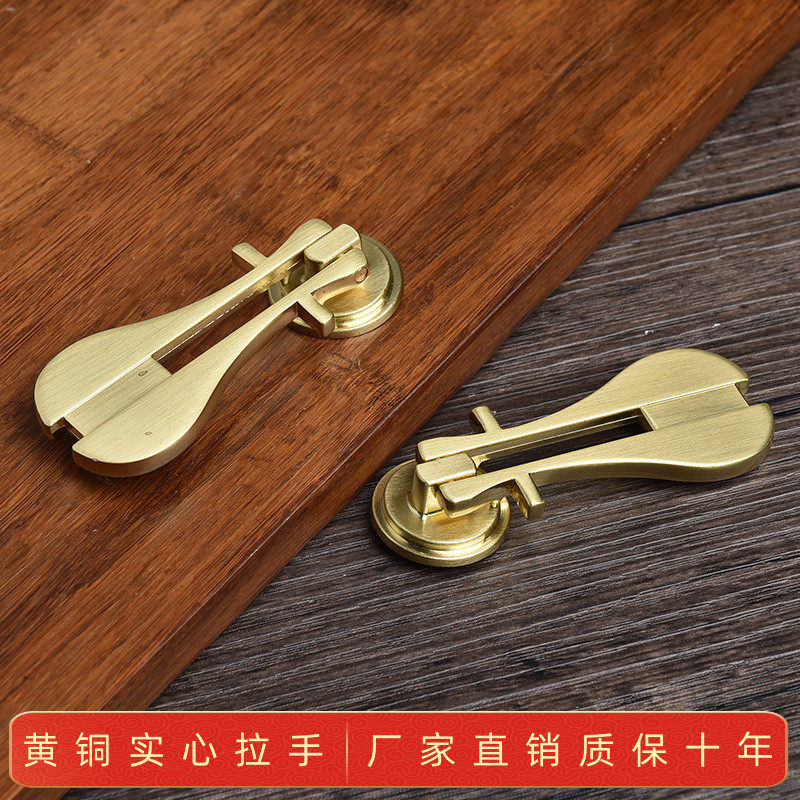 Brass cabinet door handle new Chinese style drawer bedside wardrobe door modern minimalist antique pendant solid single hole handle