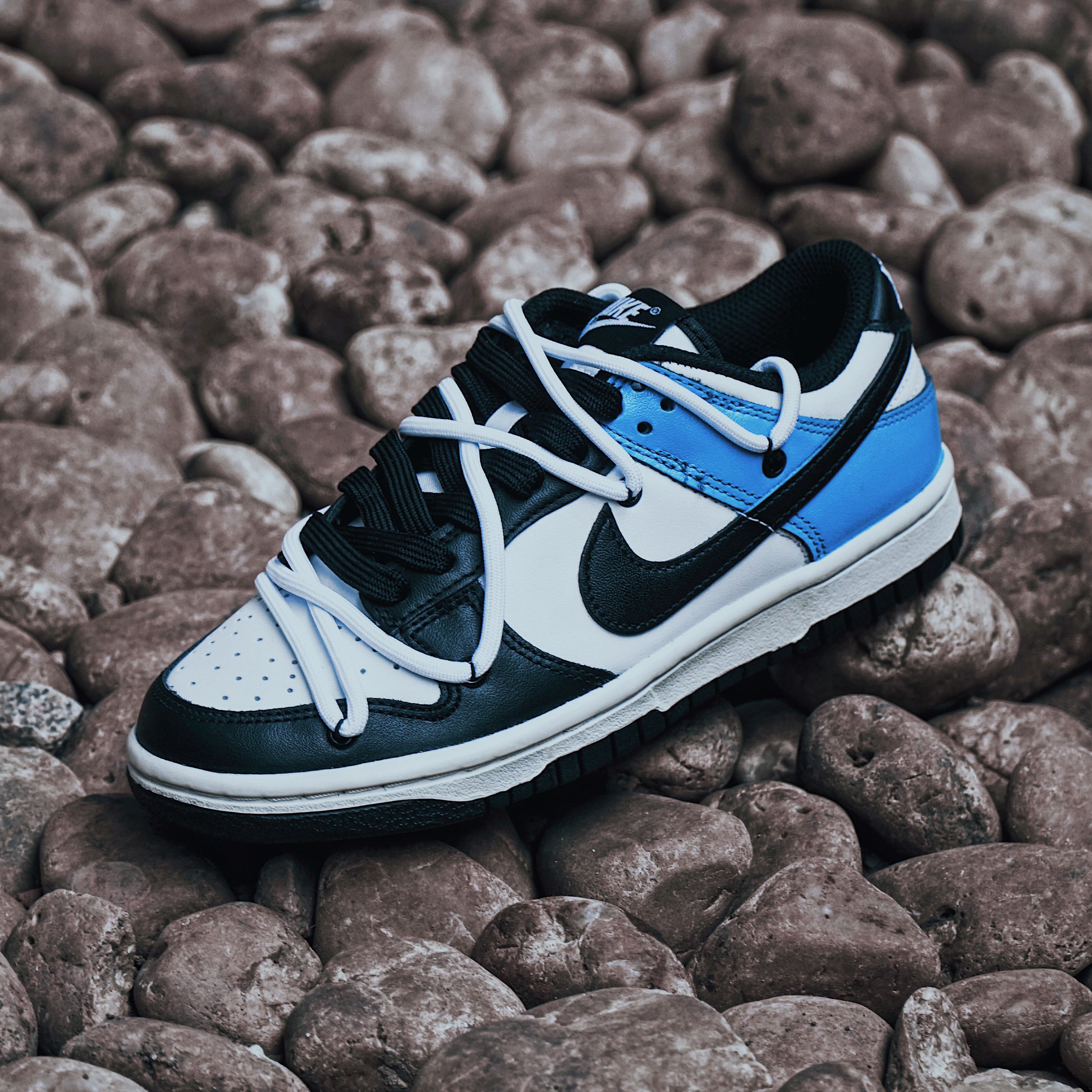 Nike Dunk Low Black Blue Panda Retro Doing Old Vines Original Haolightning Deconstruction of Men and Women's Same-size Sneakers Custom 