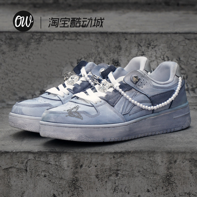 Li Ning Sneakers Grey Dip made of old pearl sneakers custom 3M reflective male and female summer hand painted shoes N-0258