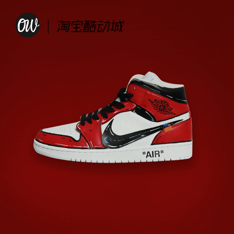 (excluding shoes) Air Jordan1 aj1 sneakers custom Chicago mid high cylinder graffiti retrofit shoes