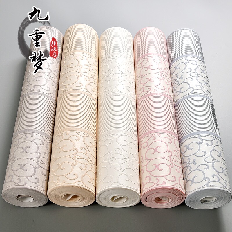 Simple European style wallpaper Three-dimensional 3D stripes self-adhesive wallpaper Warm bedroom living room TV background wall sticker