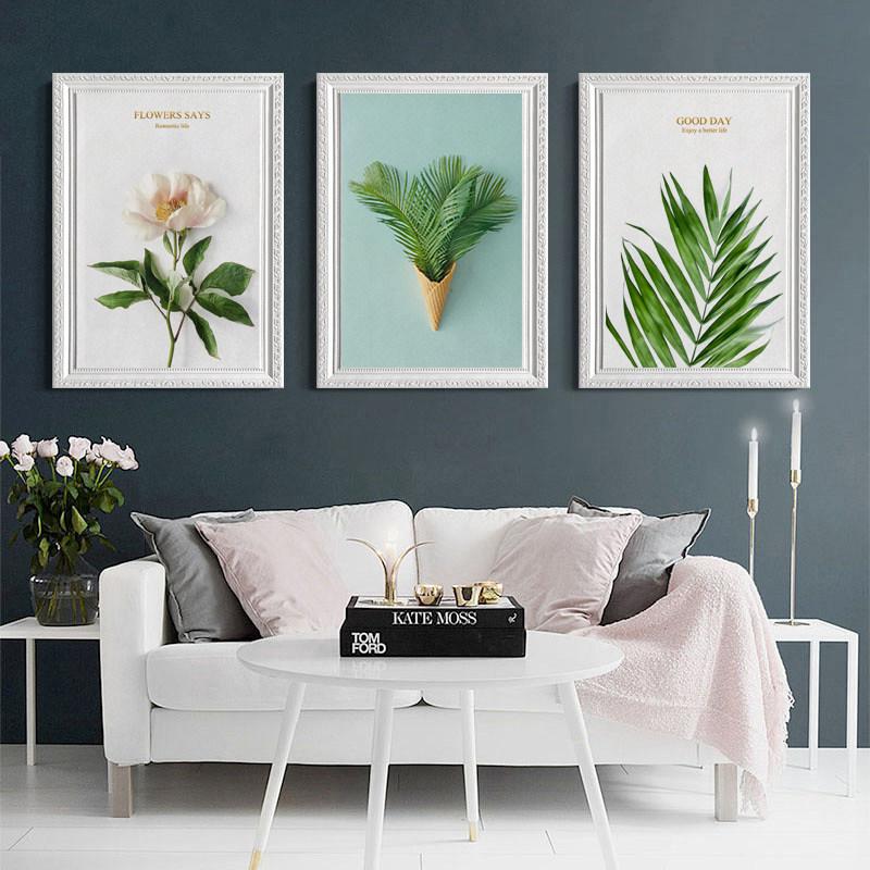 Stereoscopic 3D Self-adhesive foam Photo Frame Decorative painting stickers Living room dining room entrance background wallpaper Triptych wallpaper