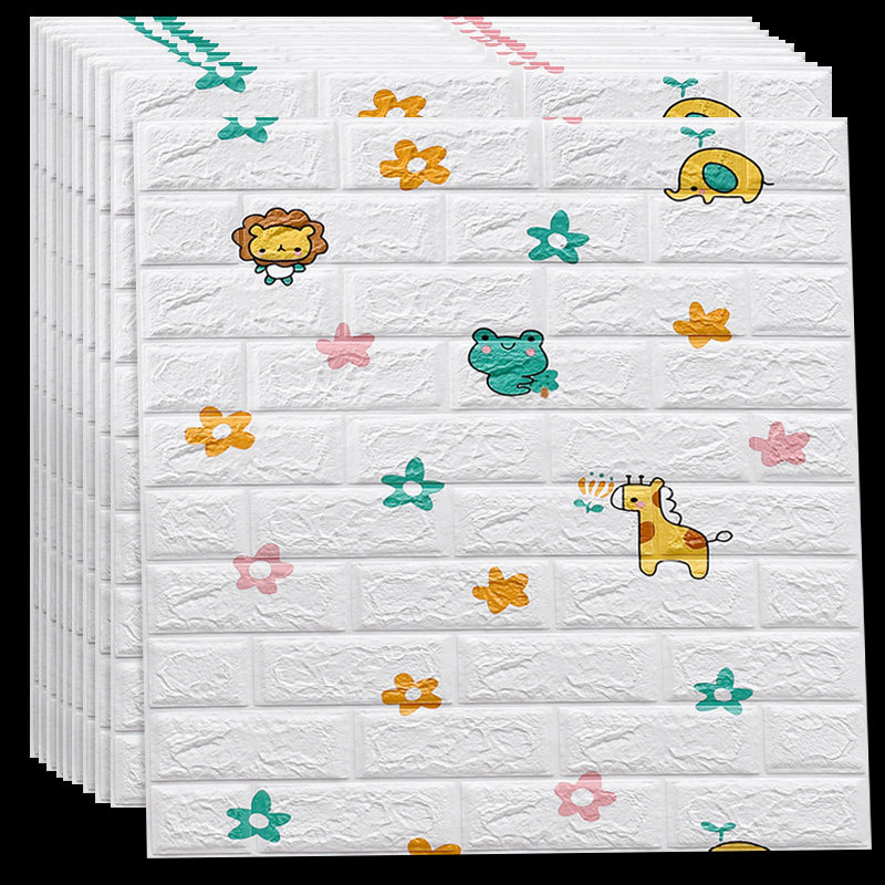 Wallpaper self-adhesive 3D stereoscopic wall stickers warm bedroom foam brick waterproof soft bag decorative cartoon children's room wallpaper