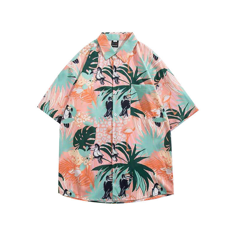 Bandgewoo 阪织屋 海边度假风 宽松休闲夏装 男式短袖衬衫 天猫优惠券折后¥19.9包邮(¥99.9-80) 多花色可选