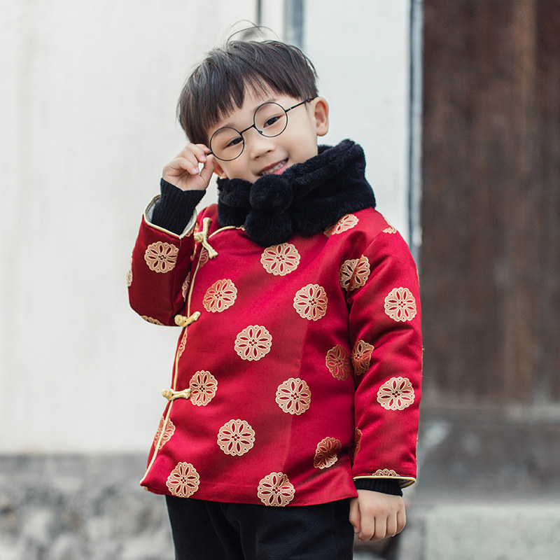 Boy's Year to serve baby boy China Wind Boy clothing New Year's Eve Festive Tang Dress Thickened Cotton Suit Children's New Year dress Winter