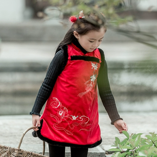 Ханьфу, ципао, пуховик, этнический детский жилет, этнический стиль, детская одежда, китайский стиль