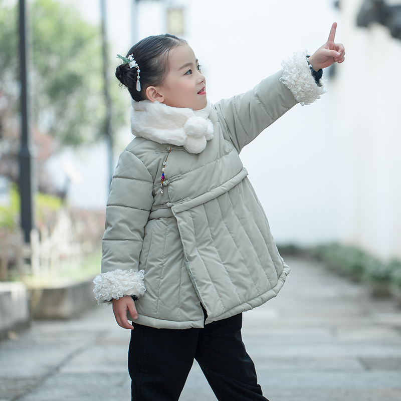 May Ask Girl Tang Thickened China Wind Cotton Clothes New Year children's clothing New Year's Eve dress Children's New Year dress Children's Han clothes Winter